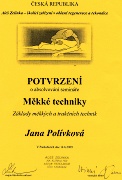 Potvrzení Měkké techniky Jana Polívková 2009